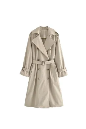 ‘ Aaron’ Belt-Accented Relaxed Mid-Length Trench Coat