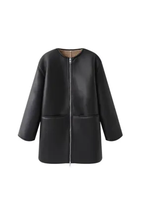 ' Elizabeth' Round-Neck Long-Sleeve Trench Coat