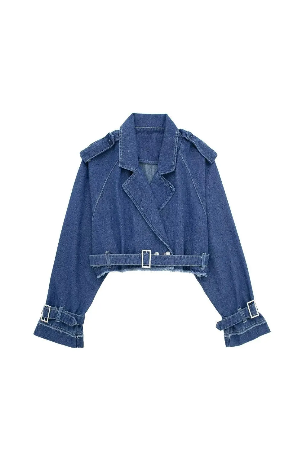 ' John' Collared Long Sleeve Denim Short Trench Coat