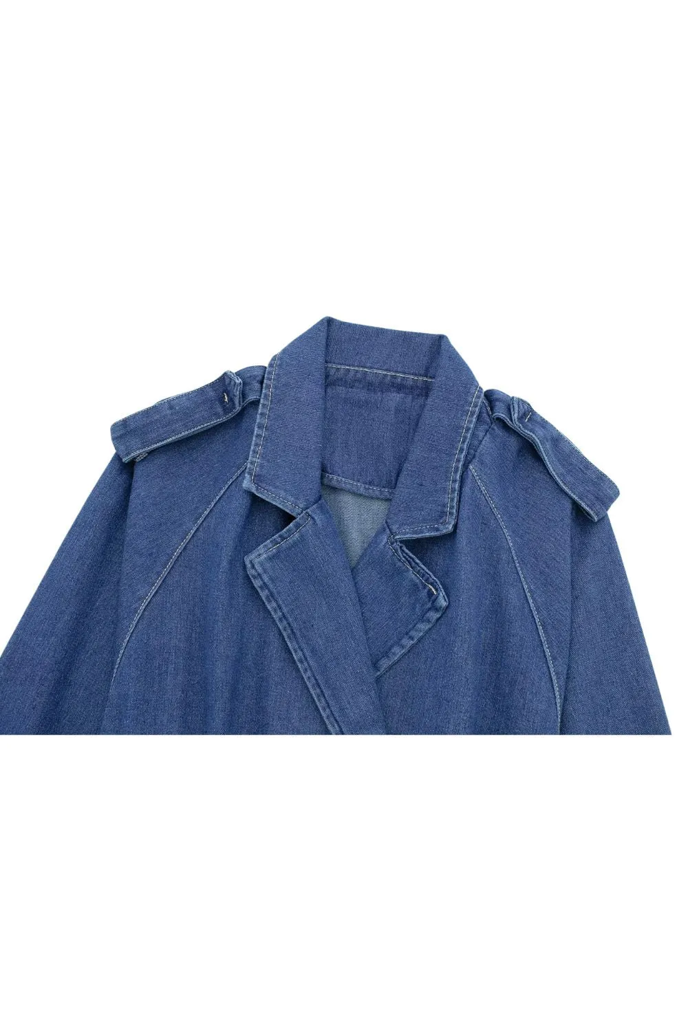 ' John' Collared Long Sleeve Denim Short Trench Coat