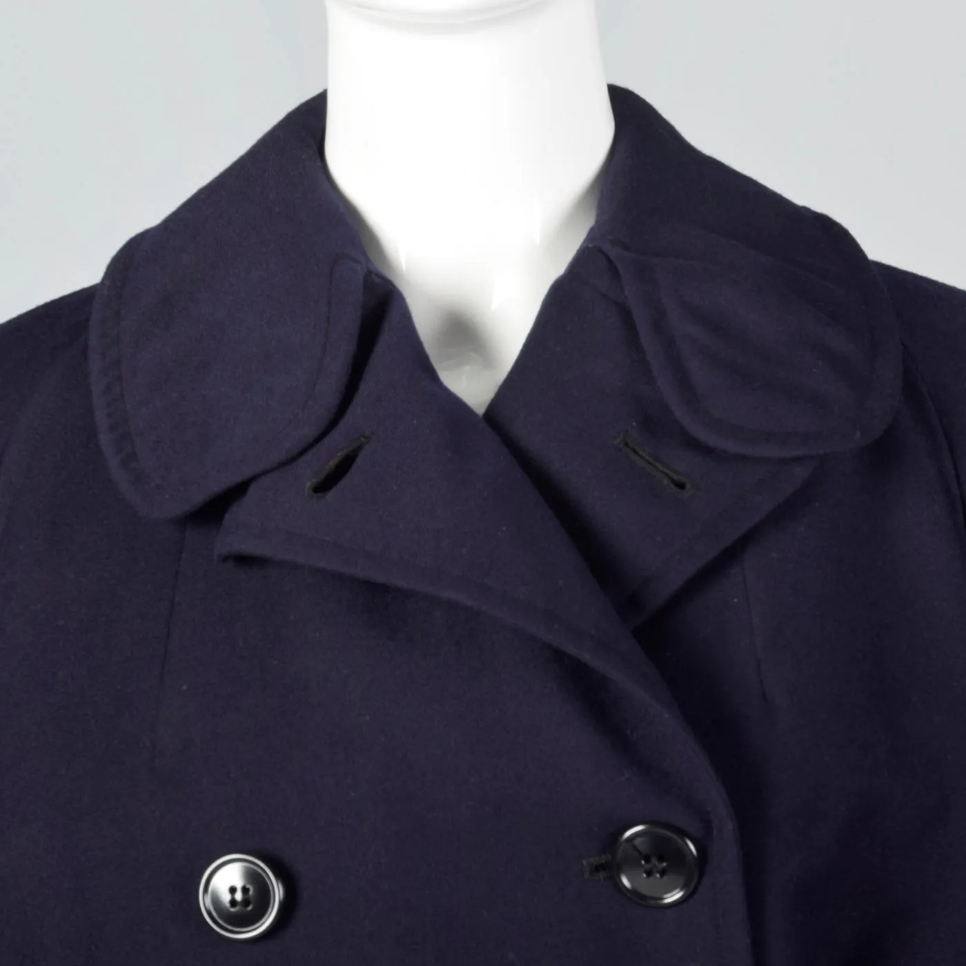 1960s Navy Blue Wool Trench Coat