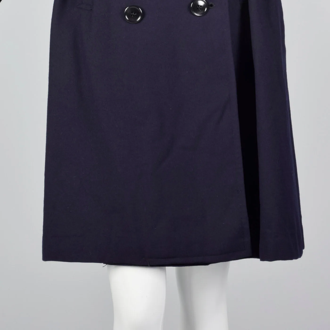 1960s Navy Blue Wool Trench Coat