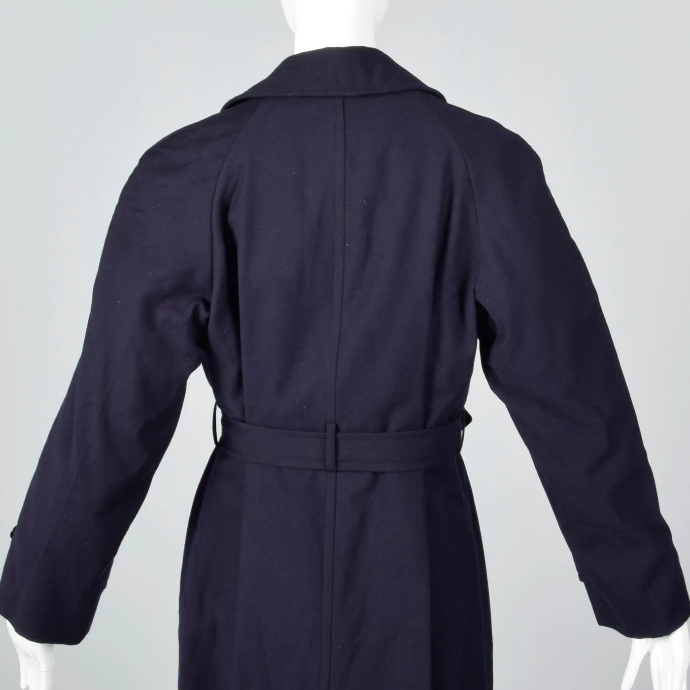 1960s Navy Blue Wool Trench Coat