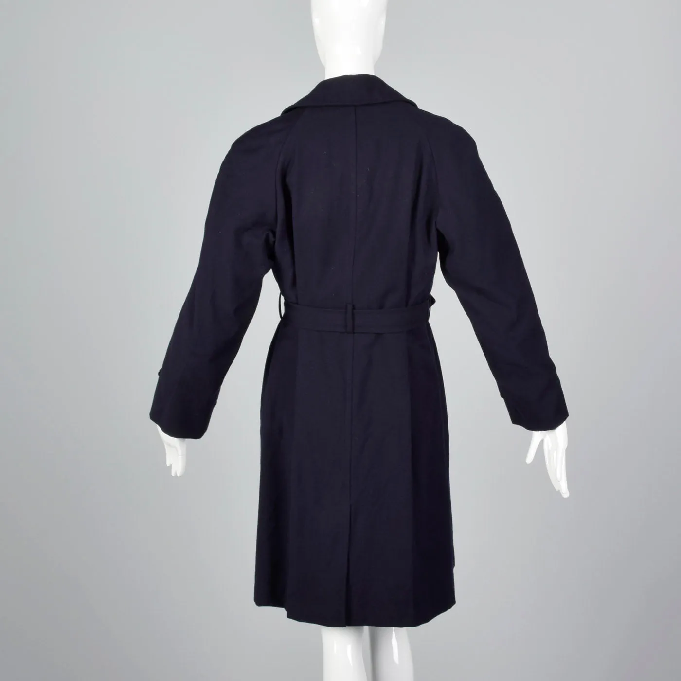 1960s Navy Blue Wool Trench Coat