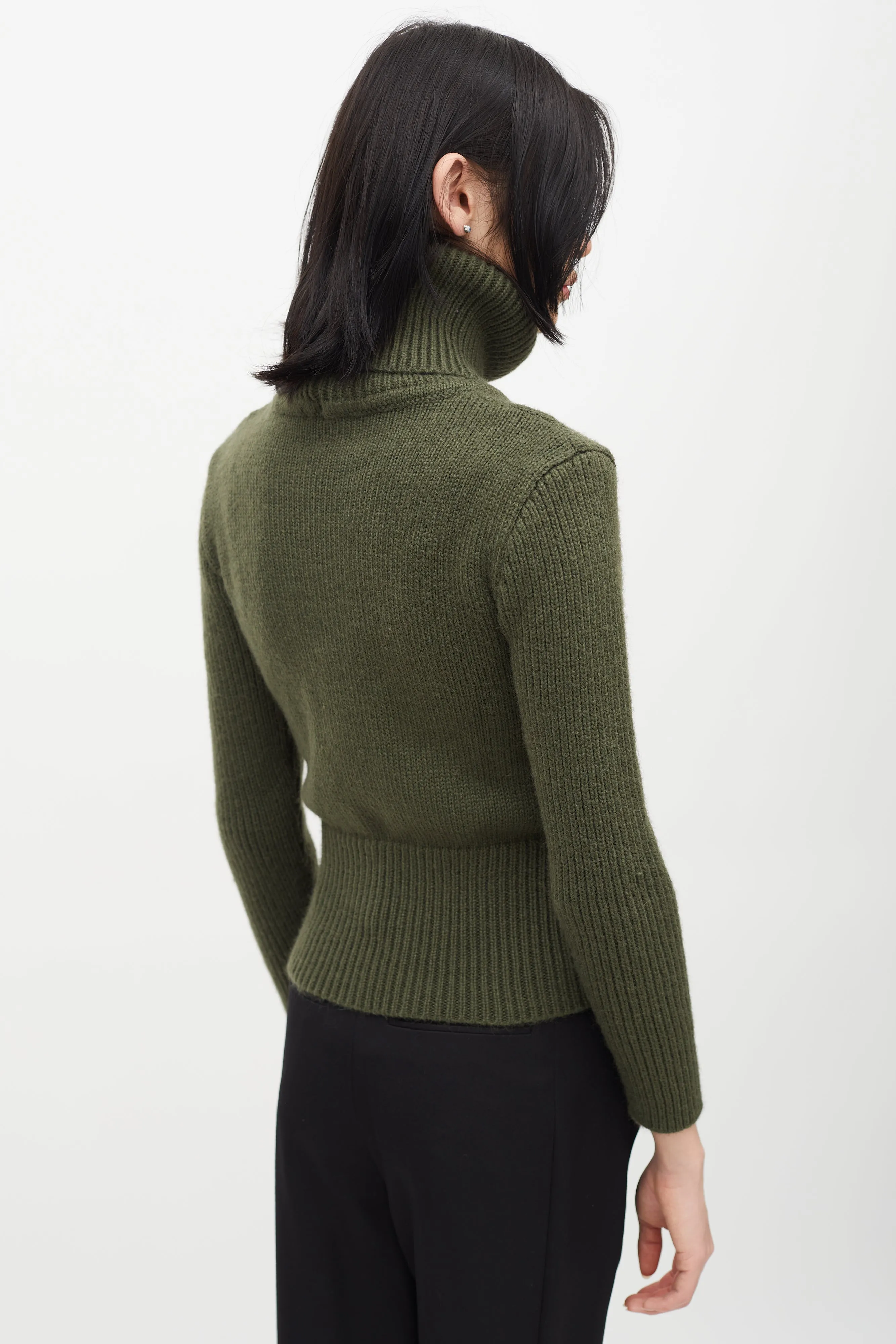 1970s Green Cropped Turtleneck Sweater