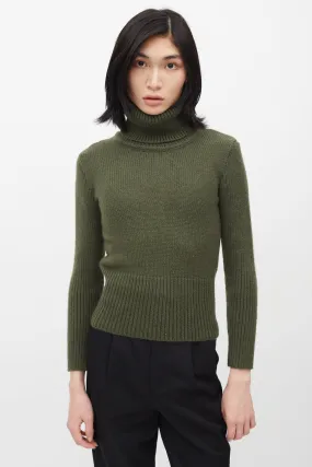 1970s Green Cropped Turtleneck Sweater