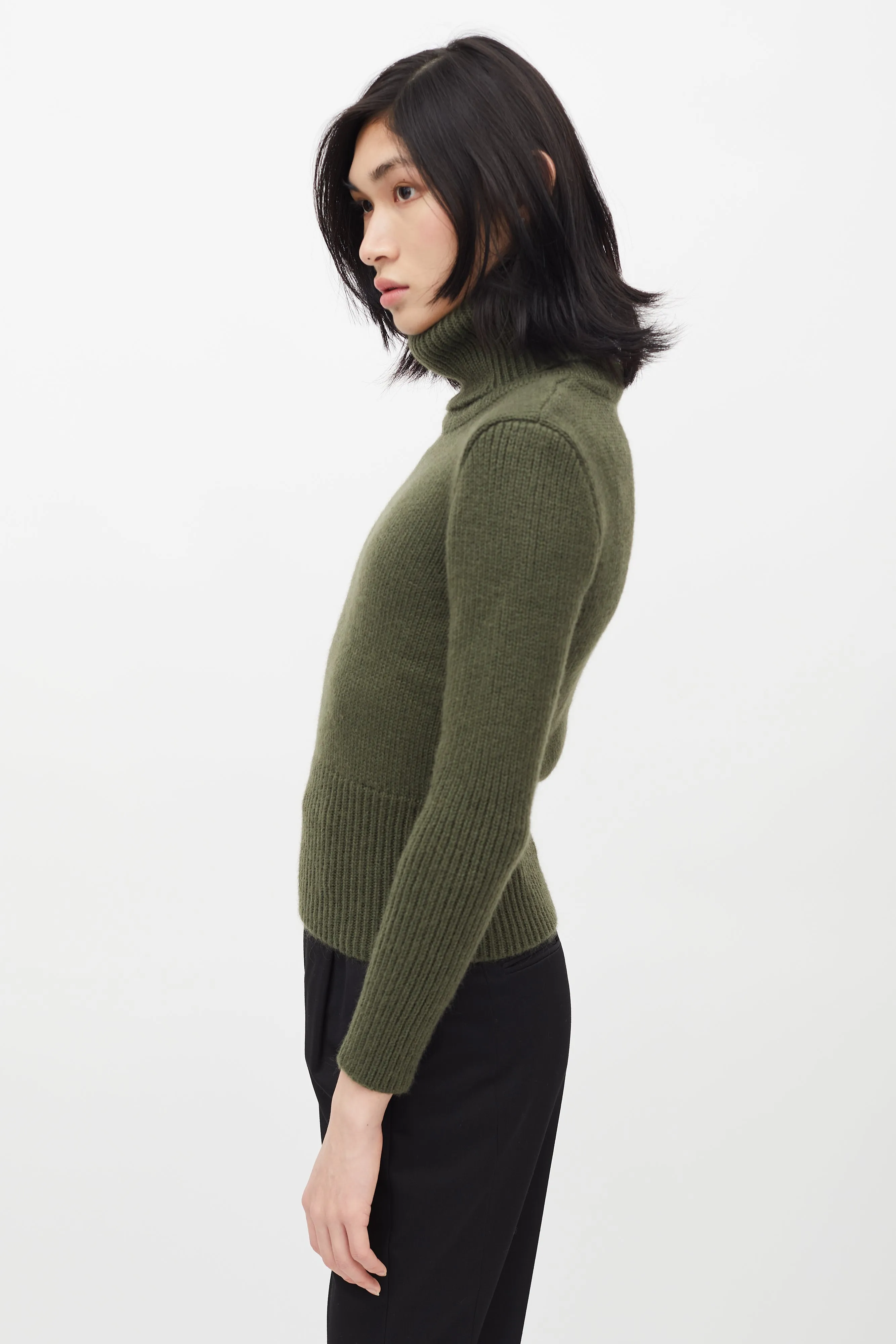 1970s Green Cropped Turtleneck Sweater