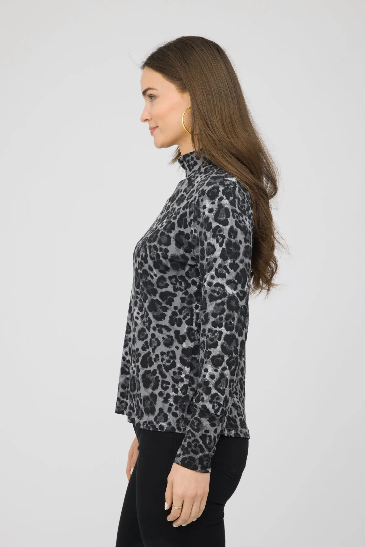 24" Printed Mock Neck Top