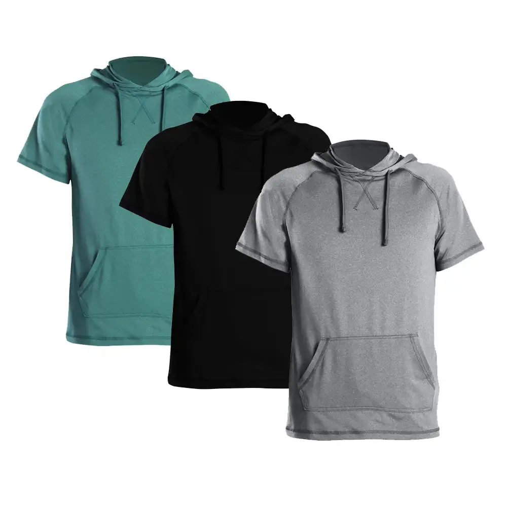 3 Pack Men's Short Sleeve Hoodie