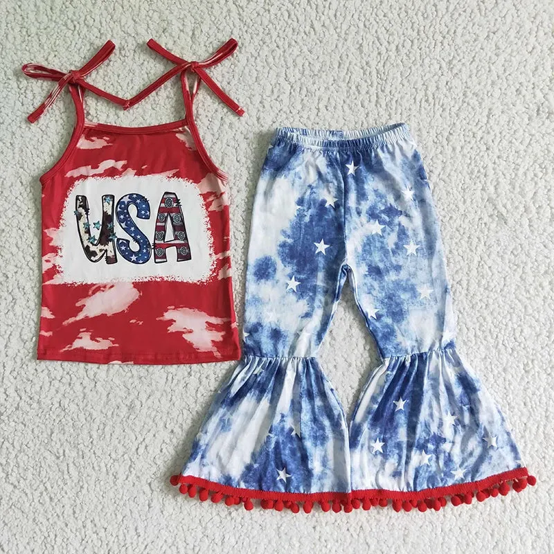 4th of July Flared Pants Toddler Independence Day Bell Bottom Outfit for Baby Girl