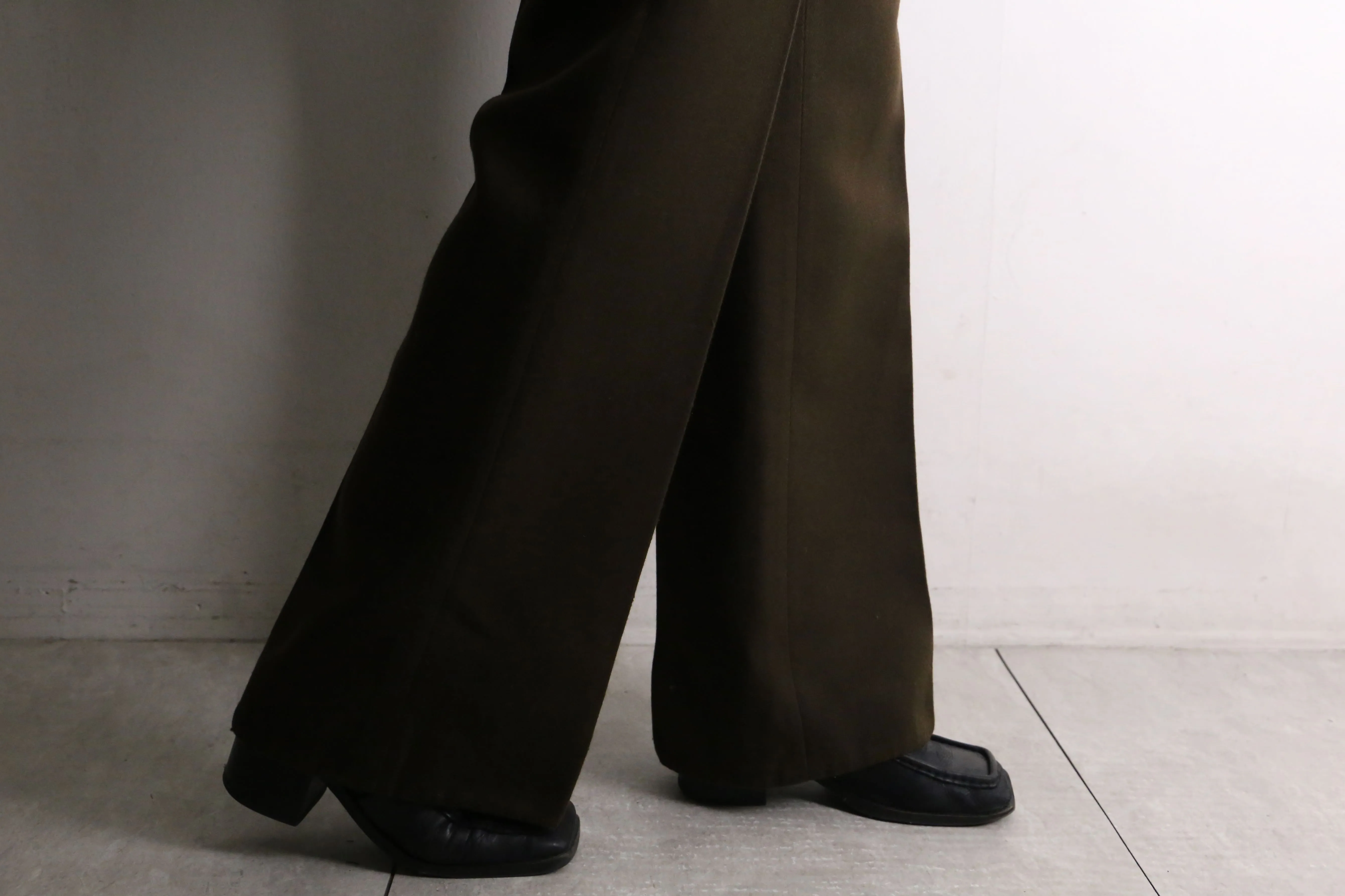 70's brown poly semi flare pants