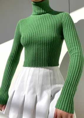 90's Myla Green Ribbed Turtleneck (S-M)