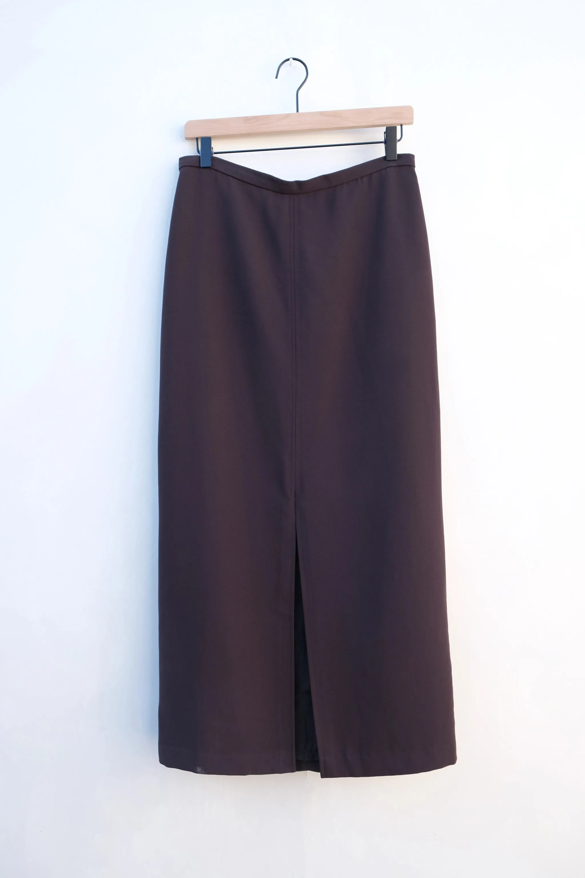 90s Straight Minimalist Maxi Skirt Chocolate Brown, Size US 10