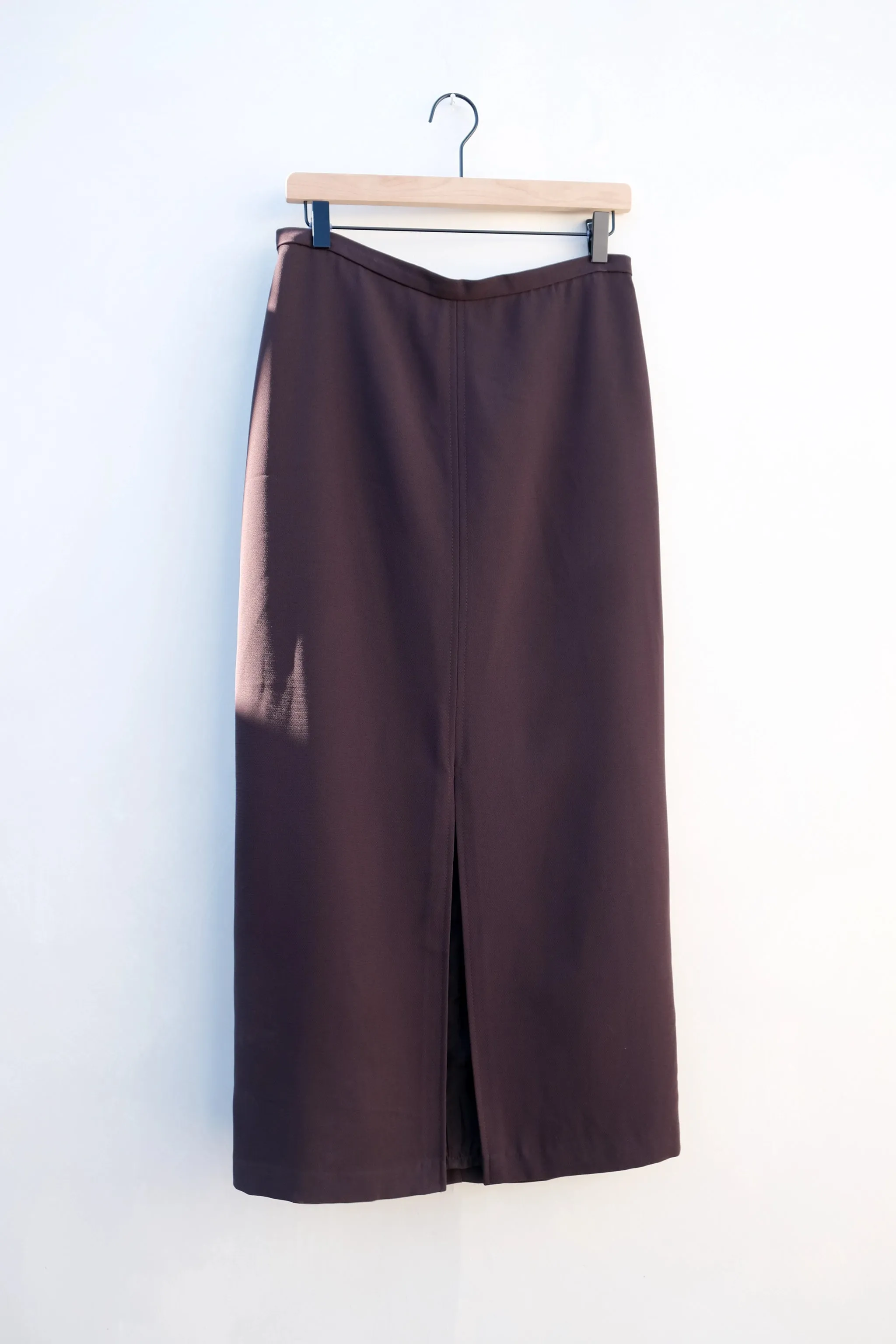 90s Straight Minimalist Maxi Skirt Chocolate Brown, Size US 10