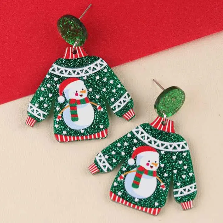 Acrylic Sweater Christmas Earrings