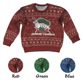 Aiton Clan Christmas Kid Ugly Sweater with Gnome Playing Bagpipes