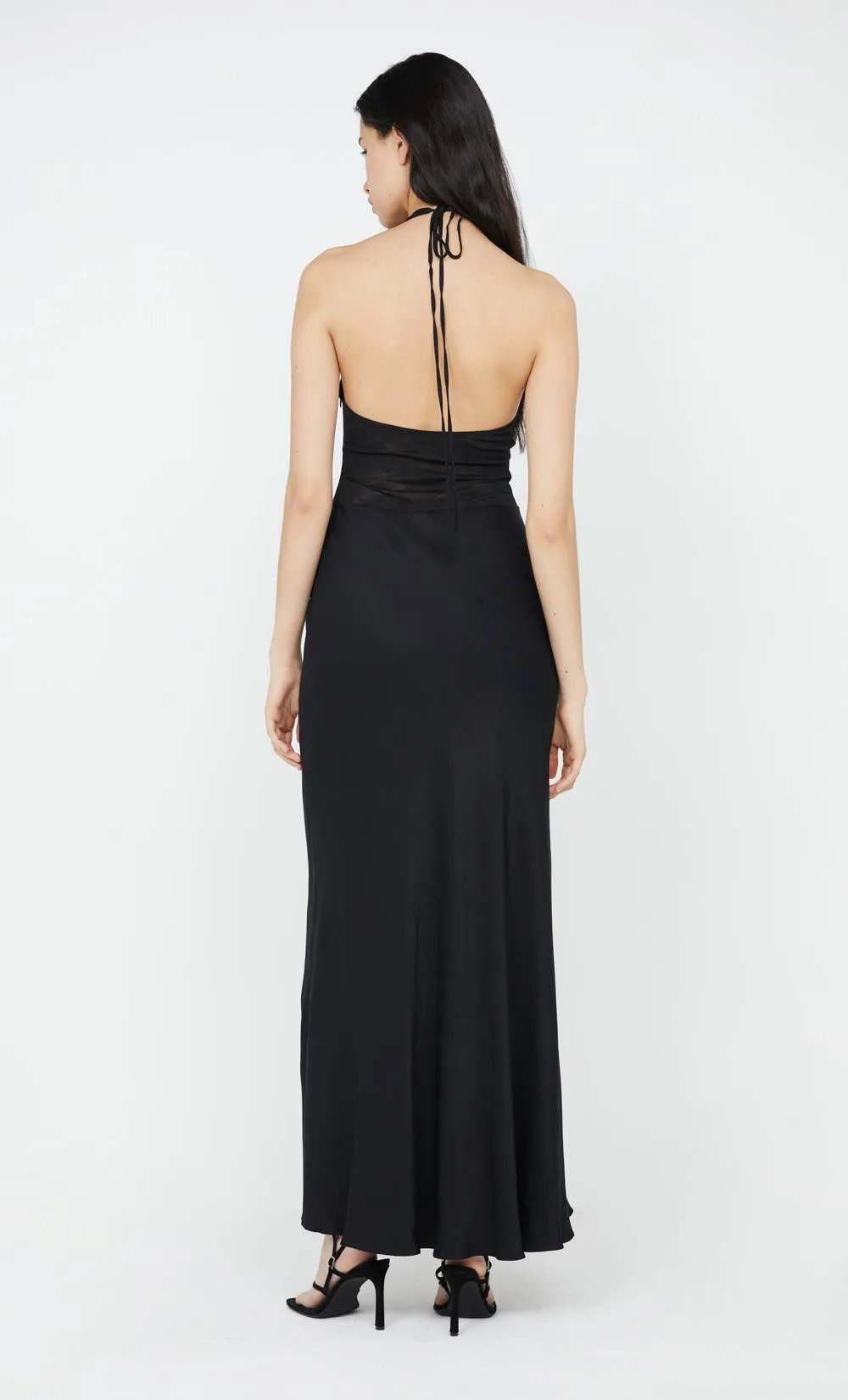 AKARI HALTER DRESS - BLACK