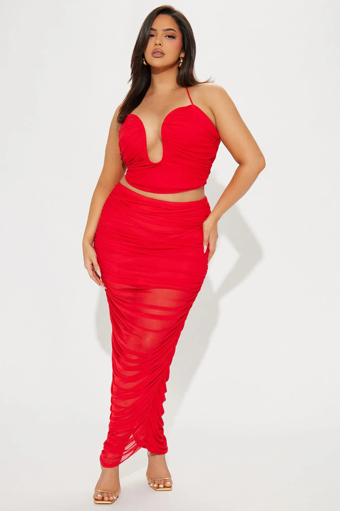 Always Slaying Mesh Skirt Set - Red