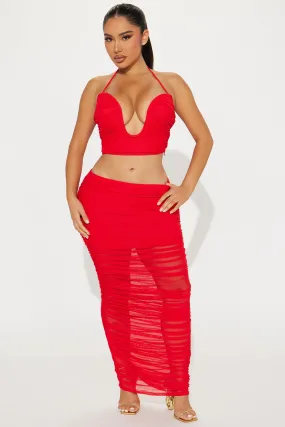 Always Slaying Mesh Skirt Set - Red