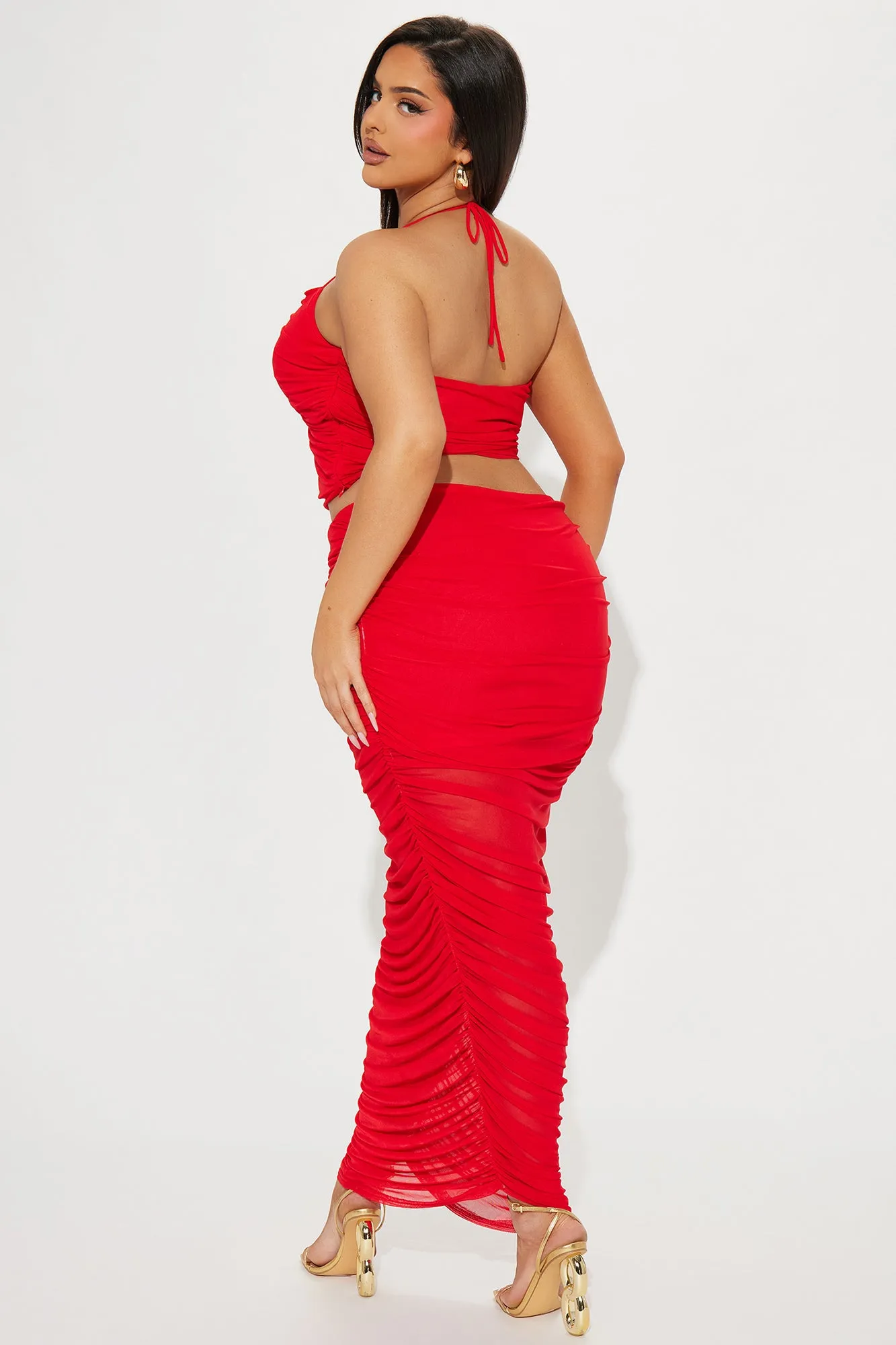 Always Slaying Mesh Skirt Set - Red