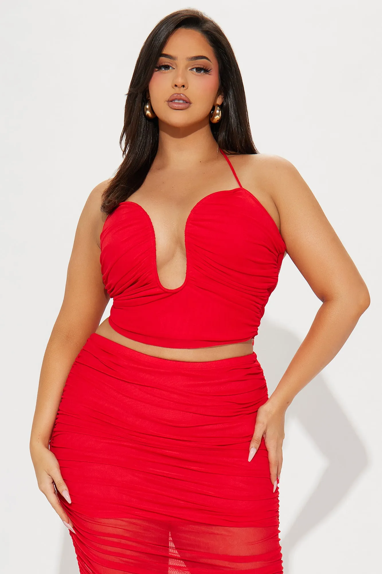 Always Slaying Mesh Skirt Set - Red