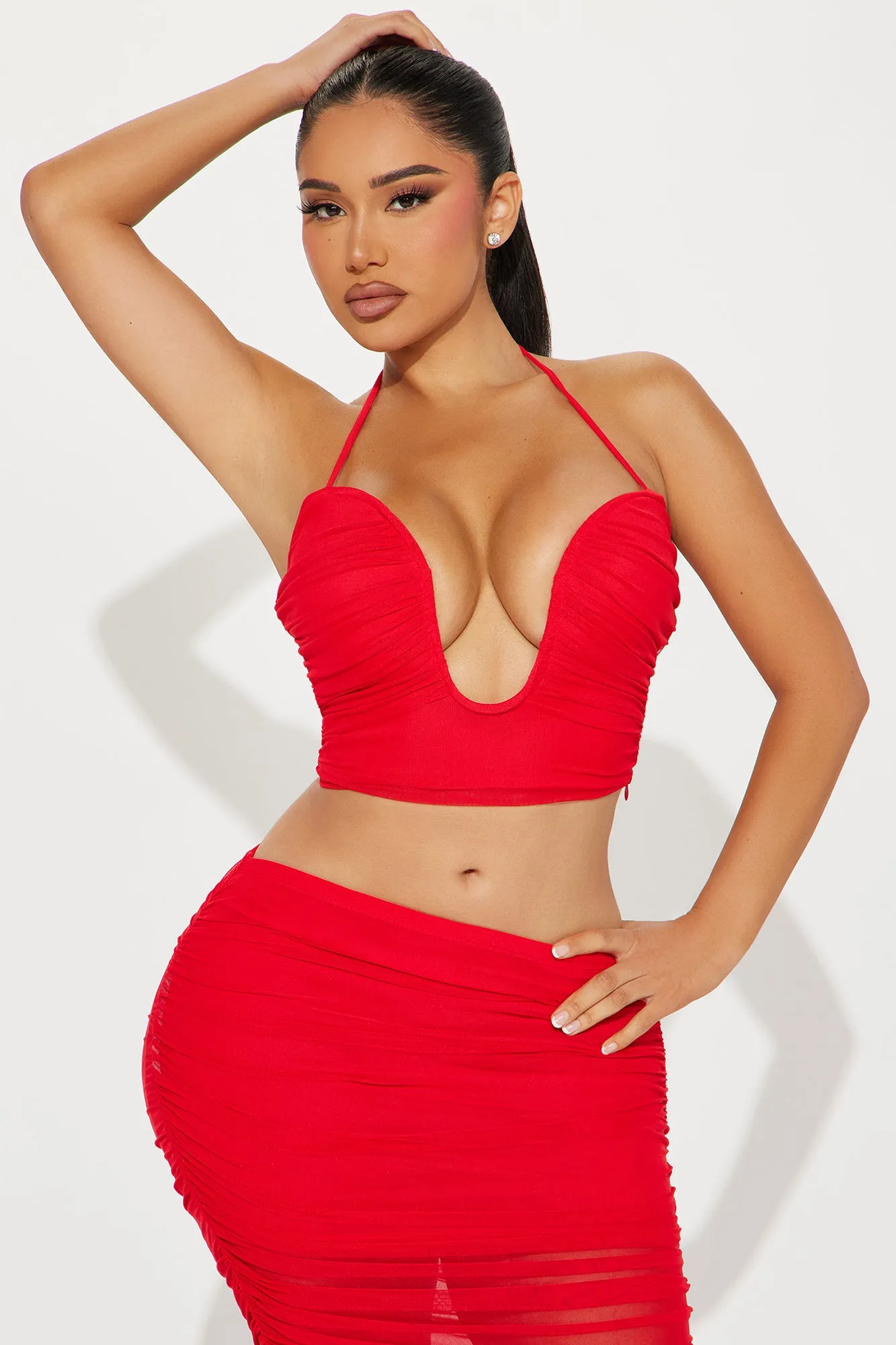 Always Slaying Mesh Skirt Set - Red