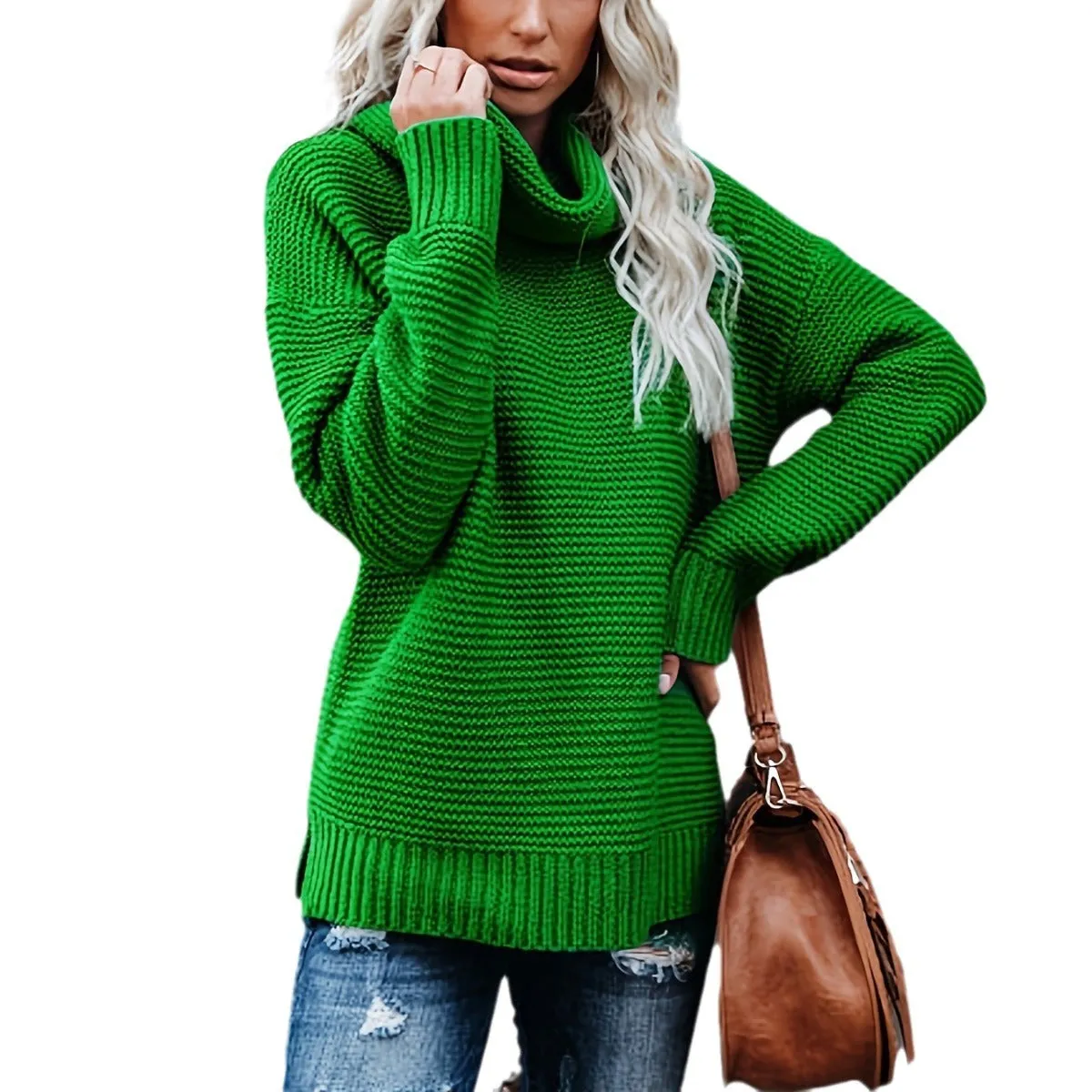 Amozae 1980s fashion trends Autumn and Winter Turtleneck Sweater Women's Pullover Loose Warm Inner Knitted Bottoming Shirt Women's Long Sleeve