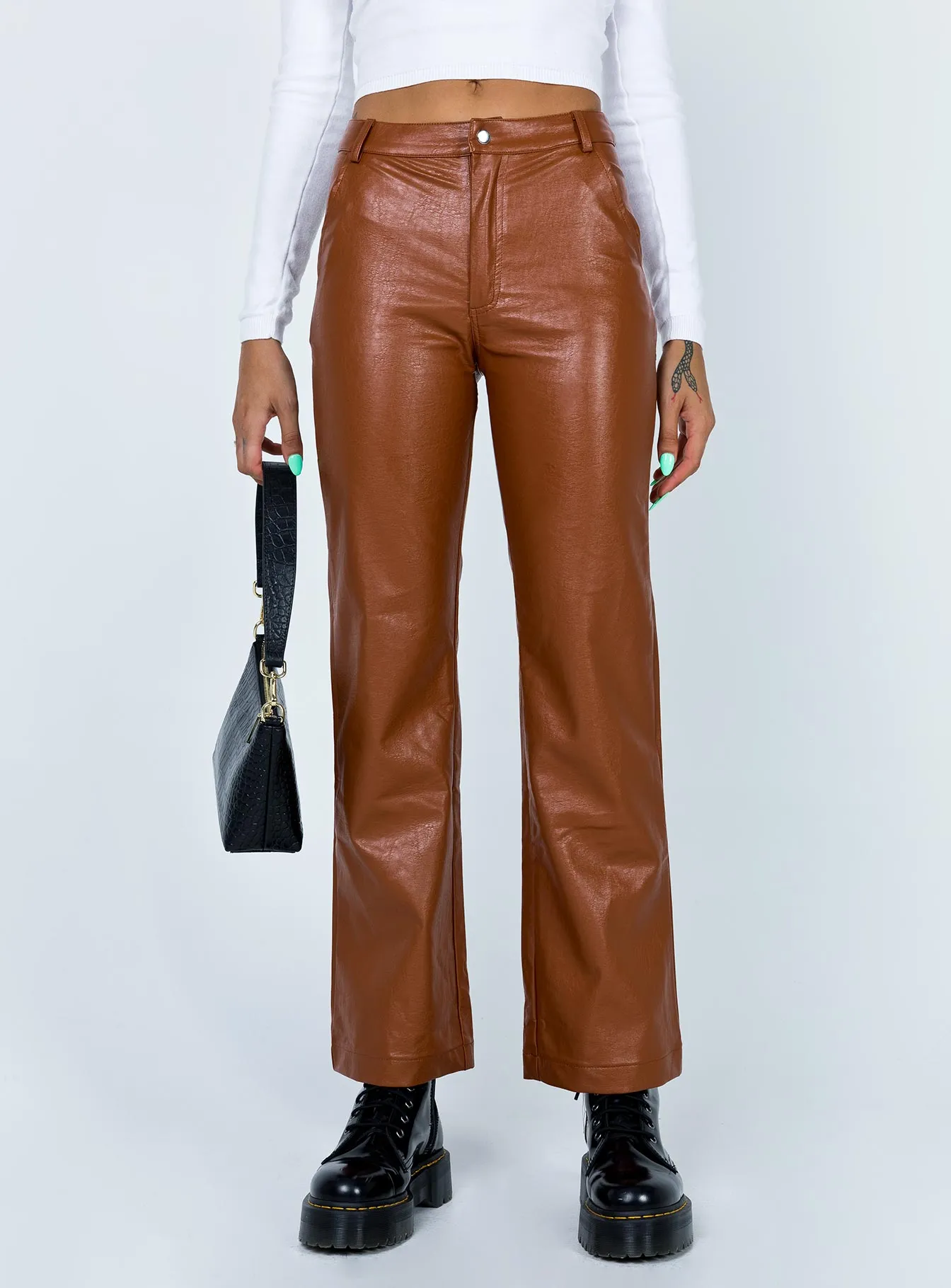 Ashlea PU Pants Brown