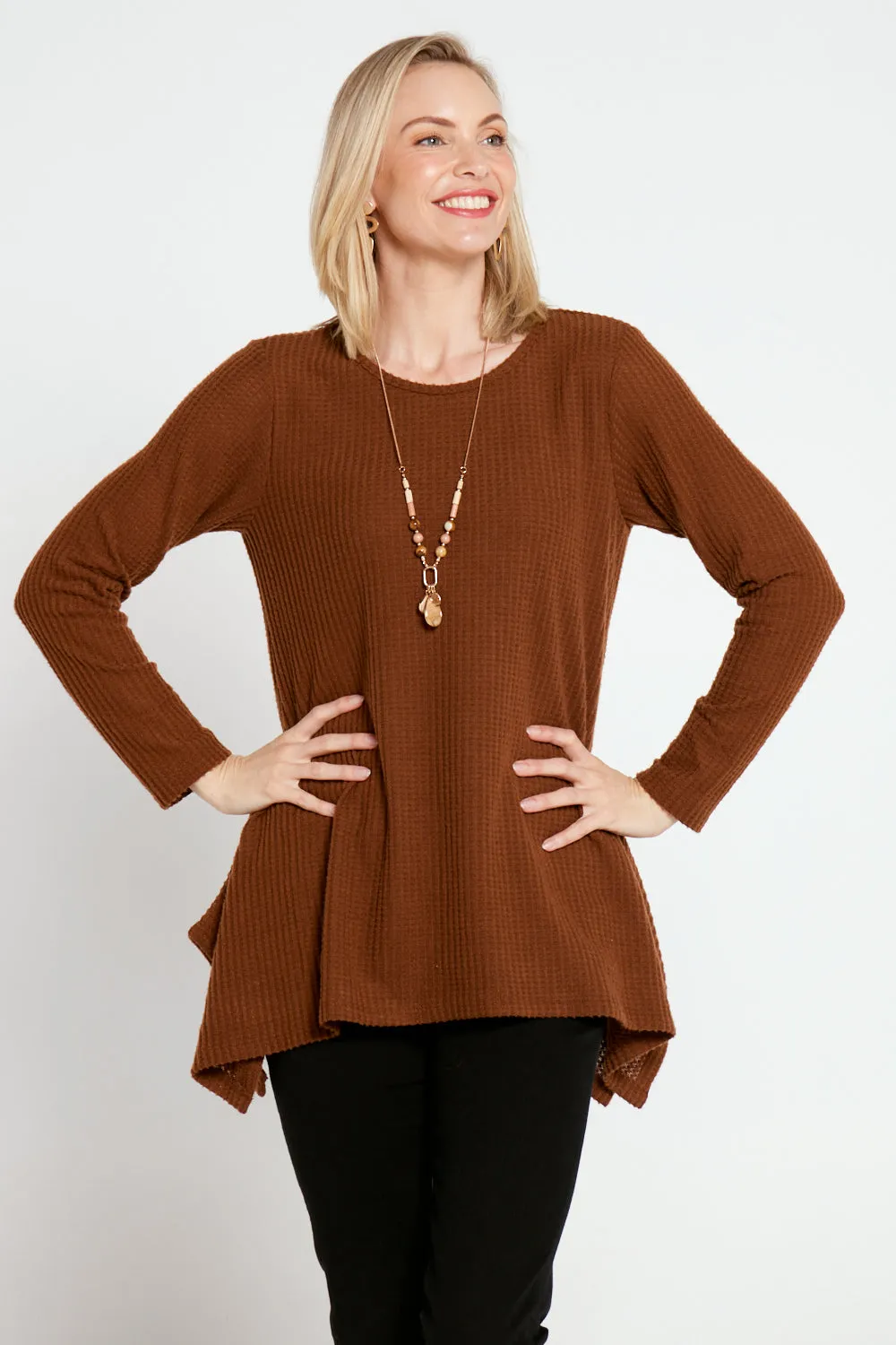 Aspen Swing Waffle Tunic - Coffee