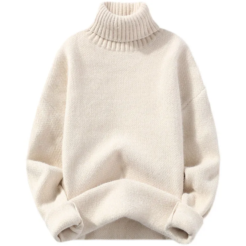 Autumn And Winter Thickened Mink-like Wool Trendy Solid Color Casual Turtleneck Knitwear Sweater