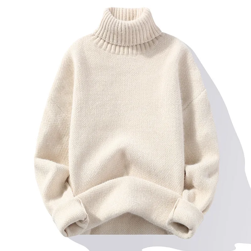 Autumn And Winter Thickened Mink-like Wool Trendy Solid Color Casual Turtleneck Knitwear Sweater