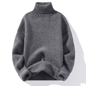 Autumn And Winter Thickened Mink-like Wool Trendy Solid Color Casual Turtleneck Knitwear Sweater