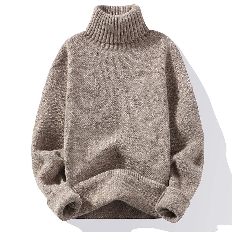 Autumn And Winter Thickened Mink-like Wool Trendy Solid Color Casual Turtleneck Knitwear Sweater