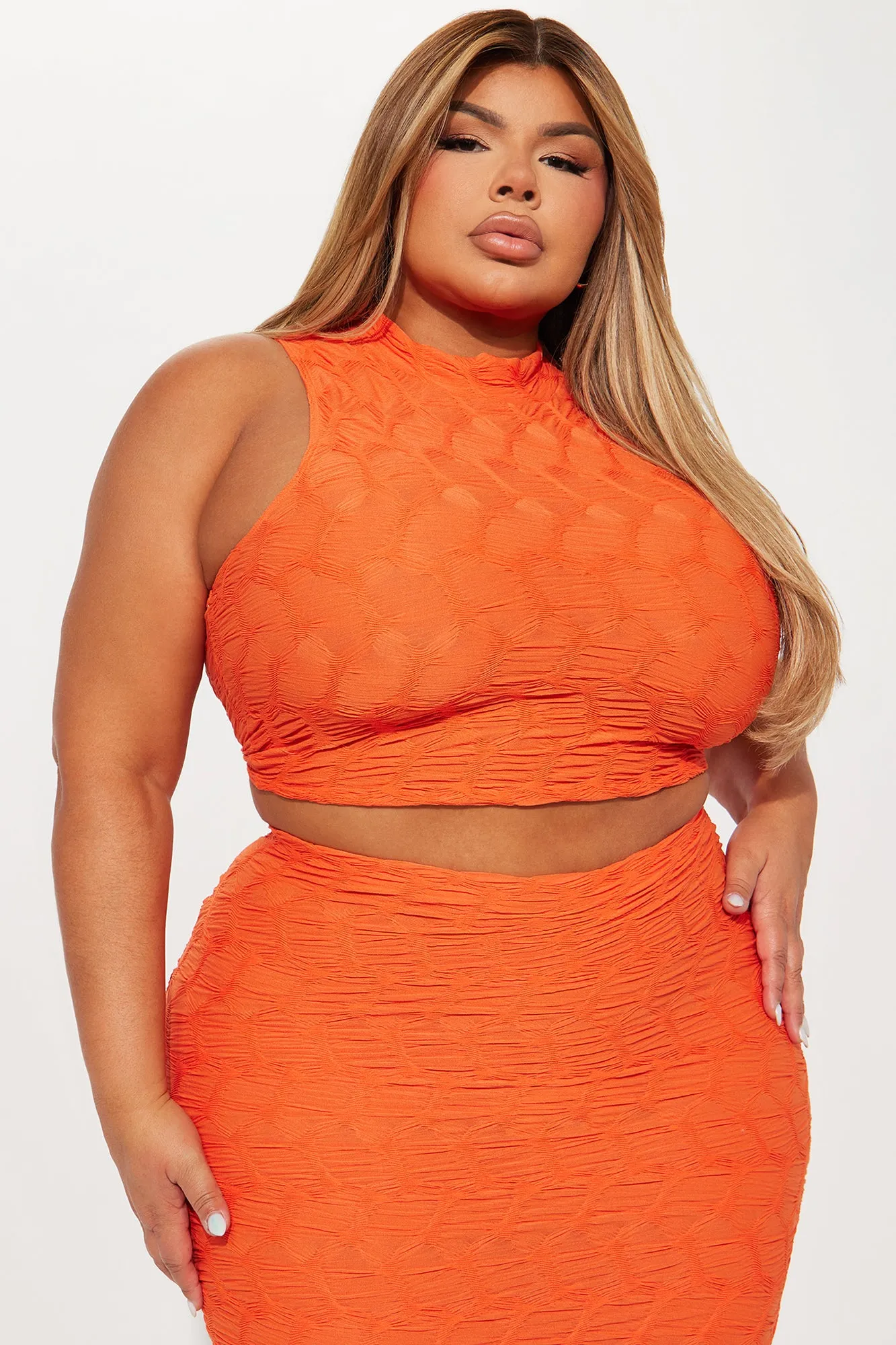 Averie Honeycomb Skirt Set - Orange