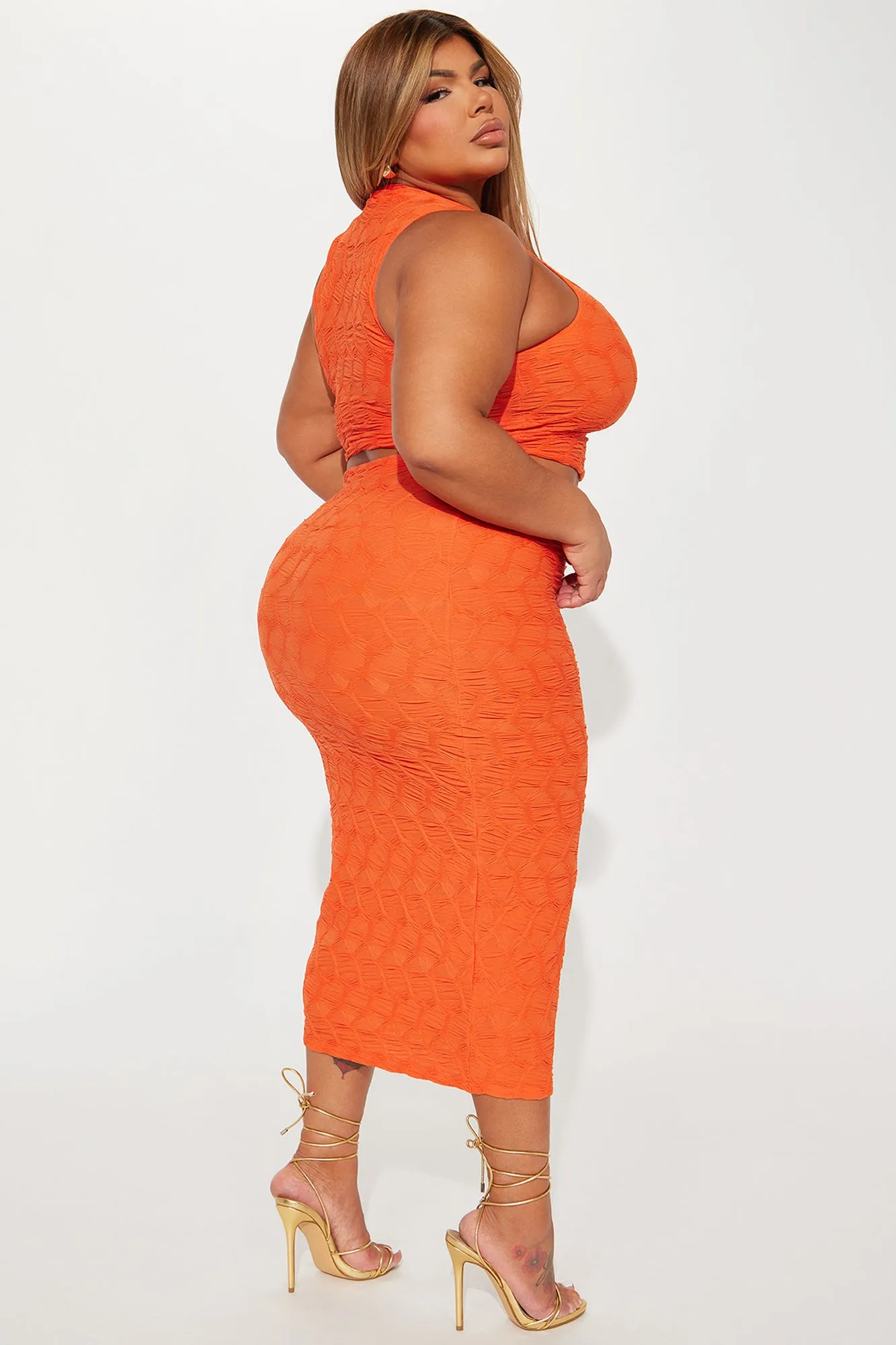 Averie Honeycomb Skirt Set - Orange