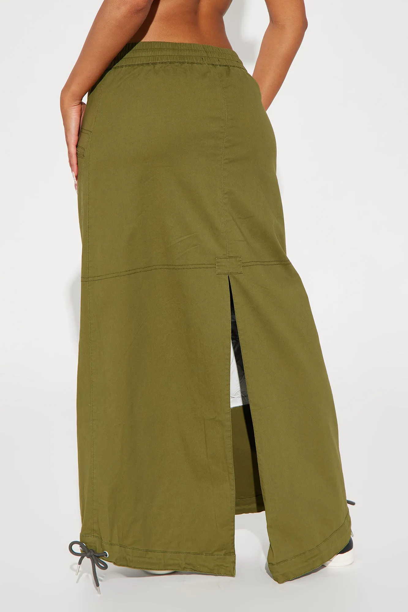 Be The Moment Cargo Maxi Skirt - Olive