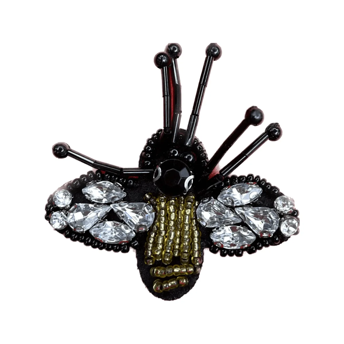 Beaded Rhinestones Bee Design Brooch