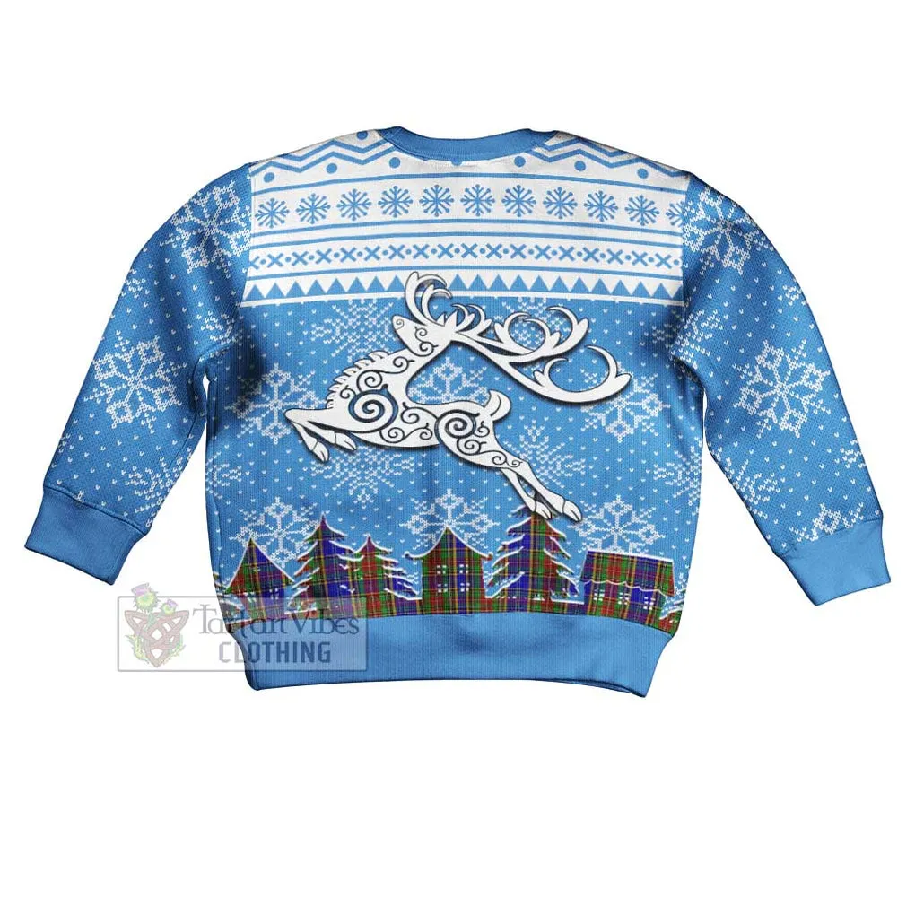 Beattie (Beatty) Clan Christmas Kid Ugly Sweater with Tartan and Celtic Reindeer Style