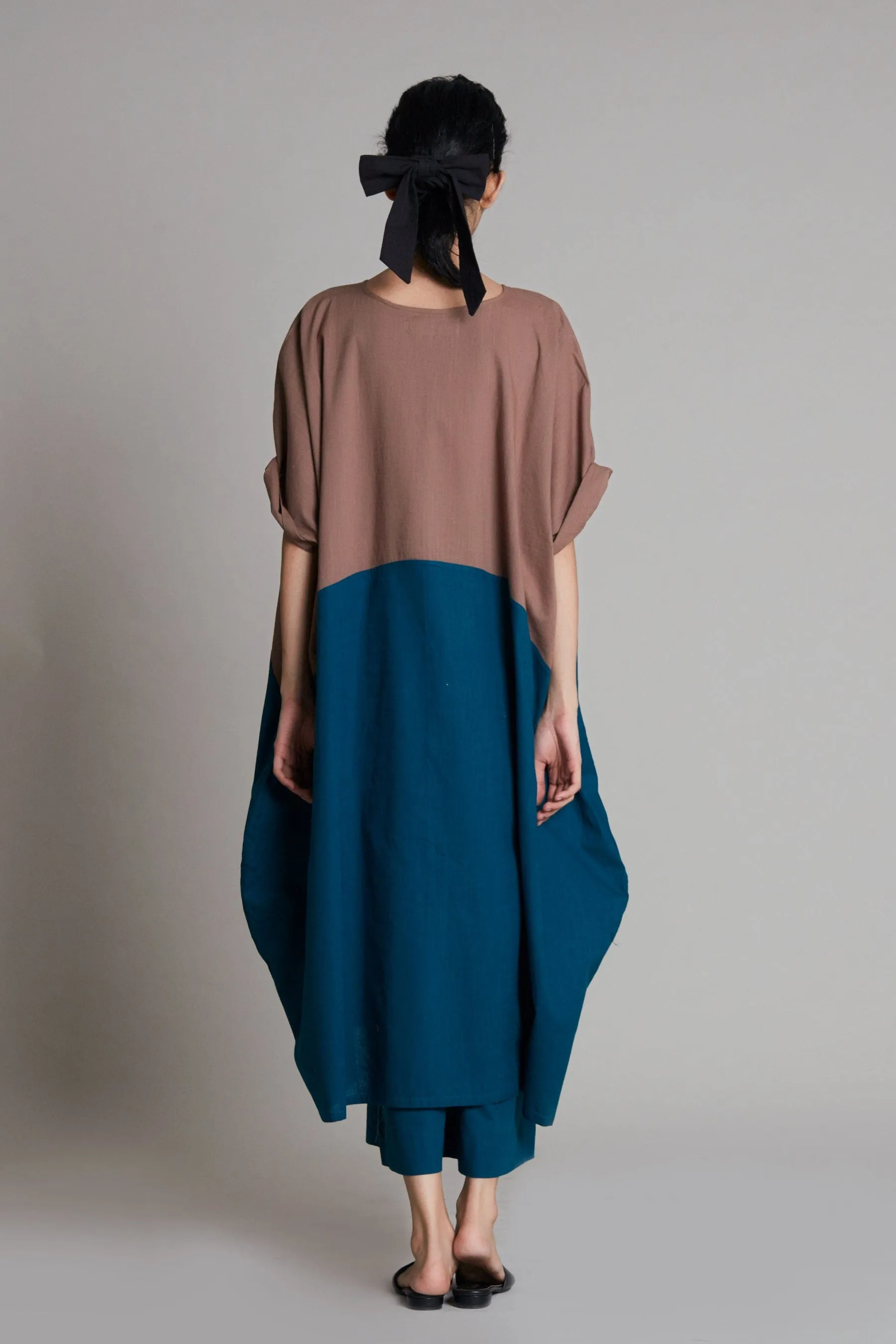 Beige & Teal Blue CB Dual Tunic Dress