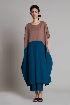 Beige & Teal Blue CB Dual Tunic Dress