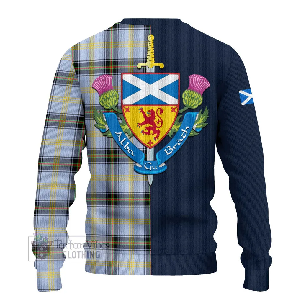 Bell Tartan Ugly Sweater with Scottish Lion Royal Arm Half Style