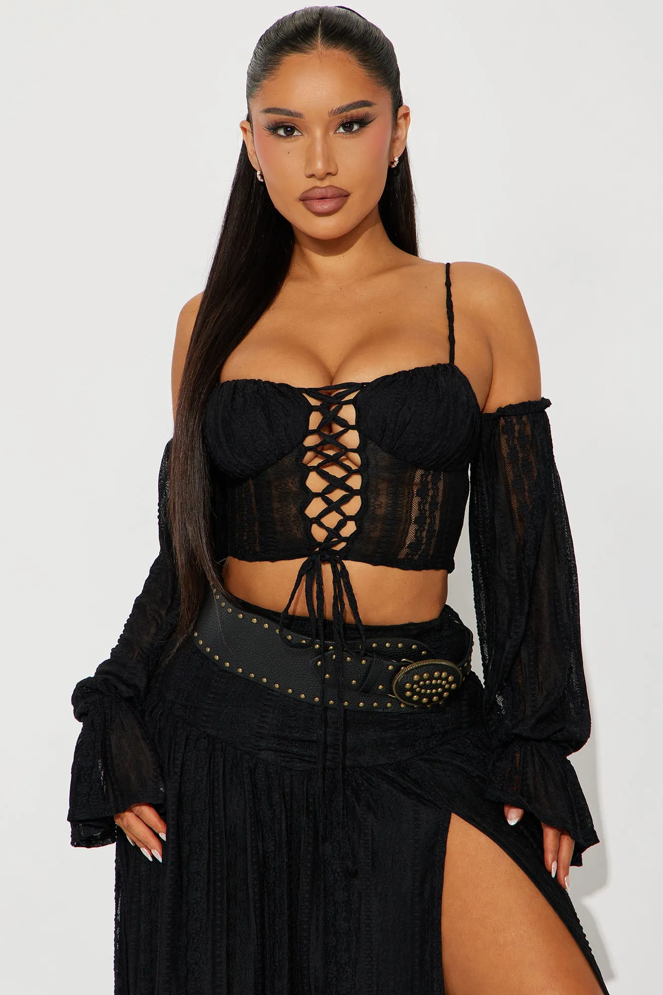 Bella Jean Lace Maxi Skirt Set - Black