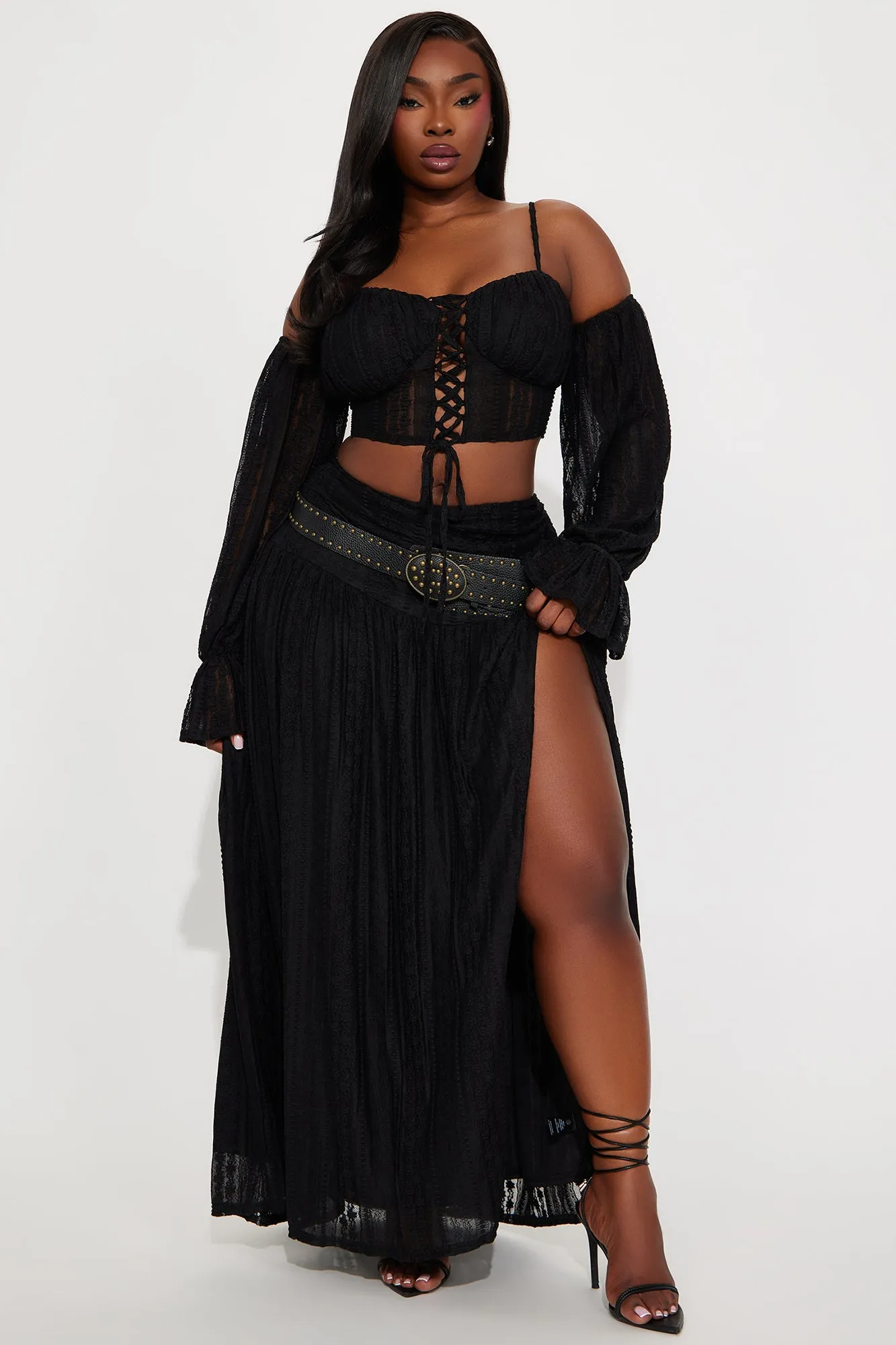 Bella Jean Lace Maxi Skirt Set - Black