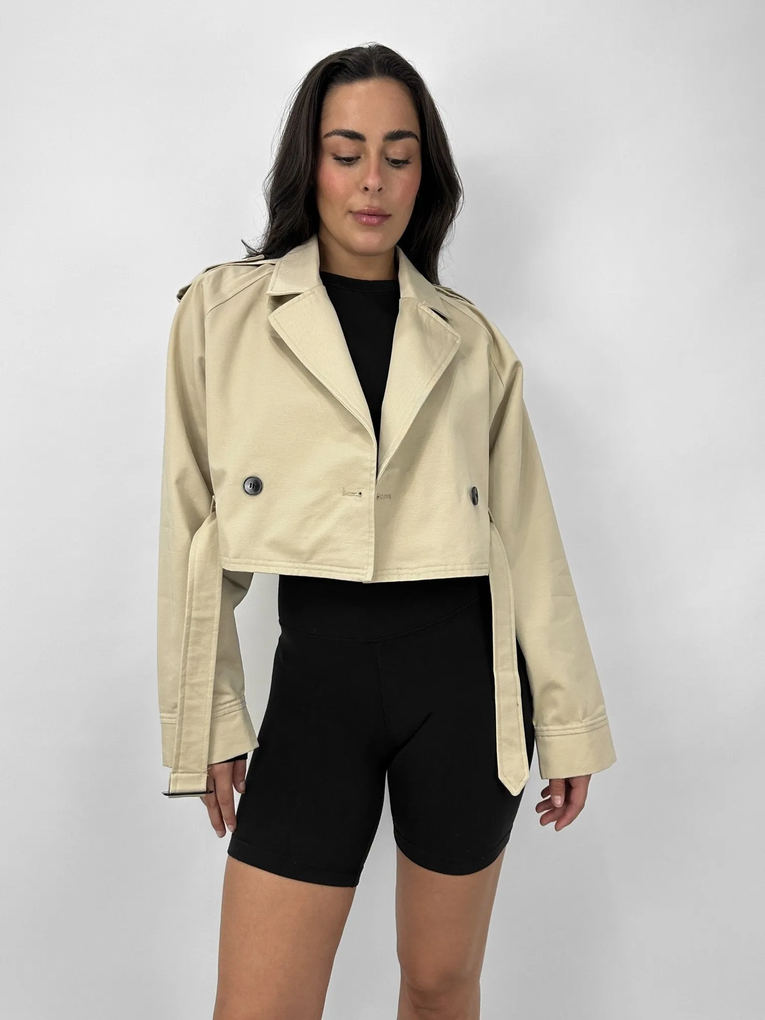 Belted Cropped Trench Coat