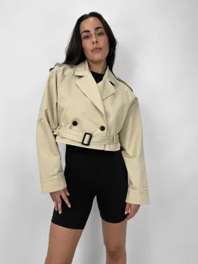 Belted Cropped Trench Coat