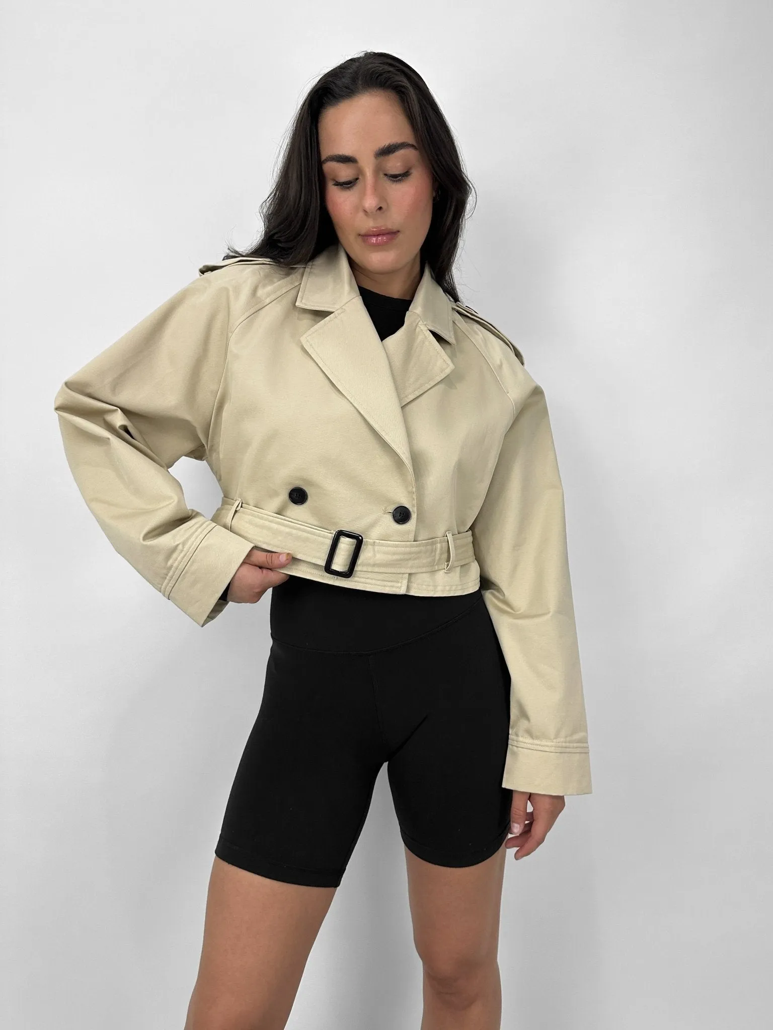 Belted Cropped Trench Coat