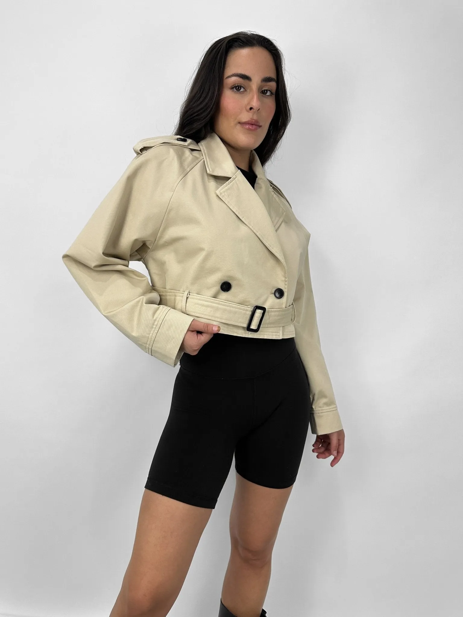 Belted Cropped Trench Coat