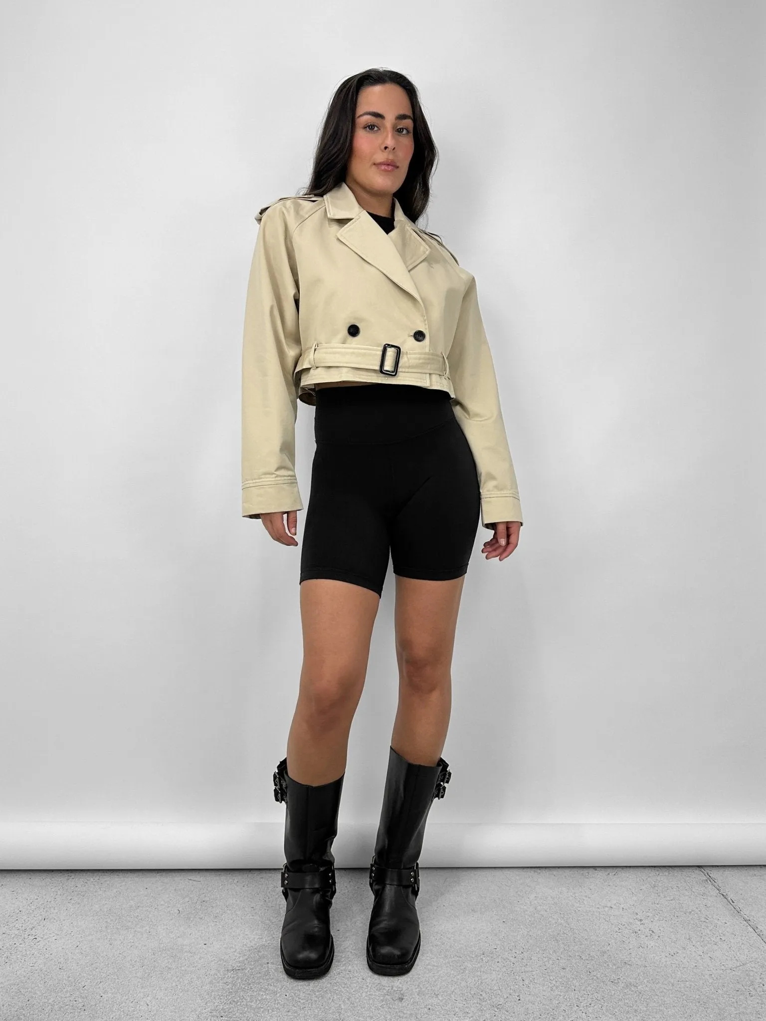 Belted Cropped Trench Coat