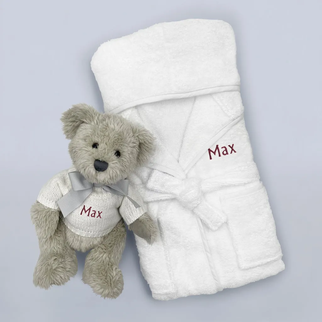 Berkeley Bear’s Personalised Christmas Bathrobe Set, Red