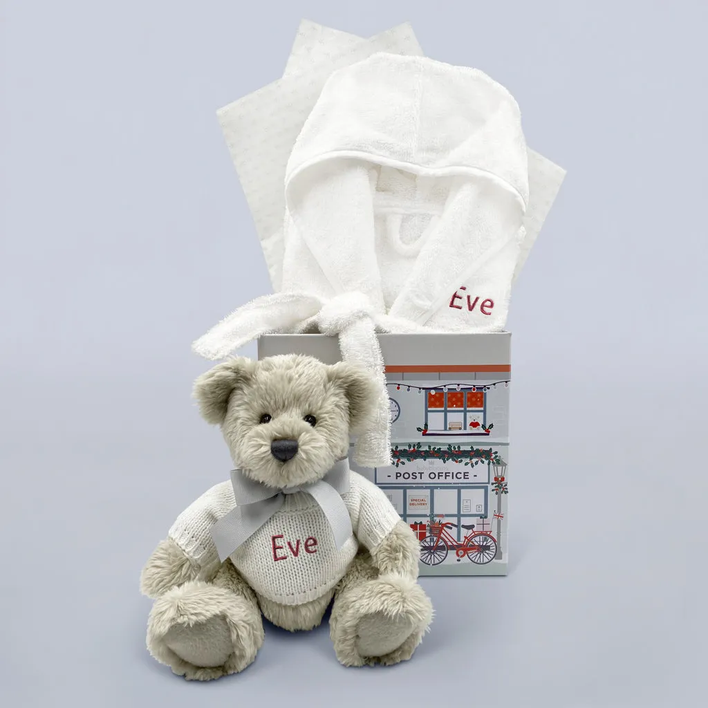 Berkeley Bear’s Personalised Christmas Bathrobe Set, Red